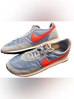 Nike Men's Low-Top Sneakers - Gray Upper with Bright Orange Swoosh